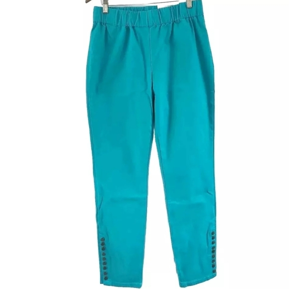 Soft Surroundings Teal Metro Ankle Triple S 4 Way Stretch Pants M 10 12 New - Picture 1 of 7